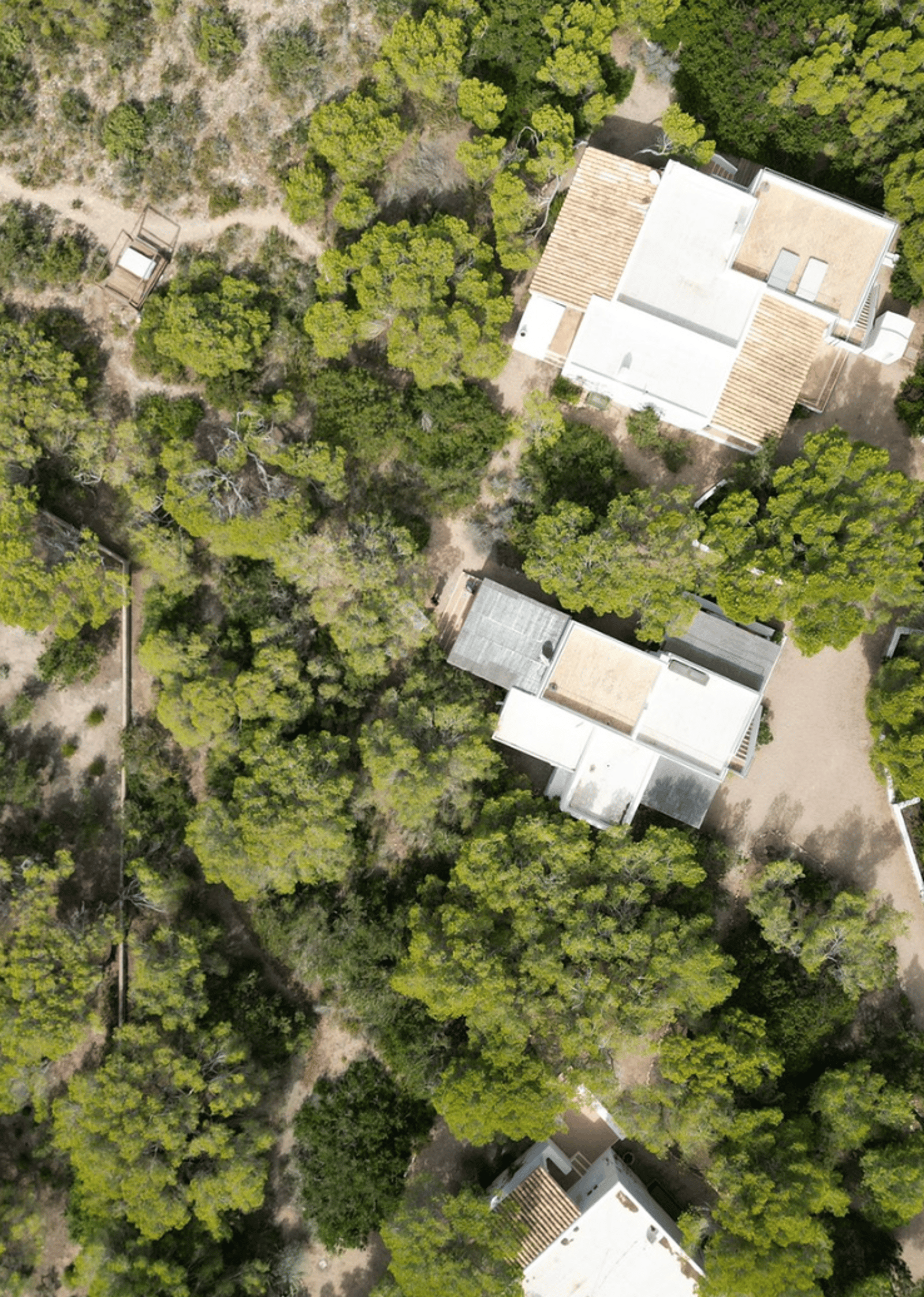 Vista aérea de las Casas ESRAM, Formentera